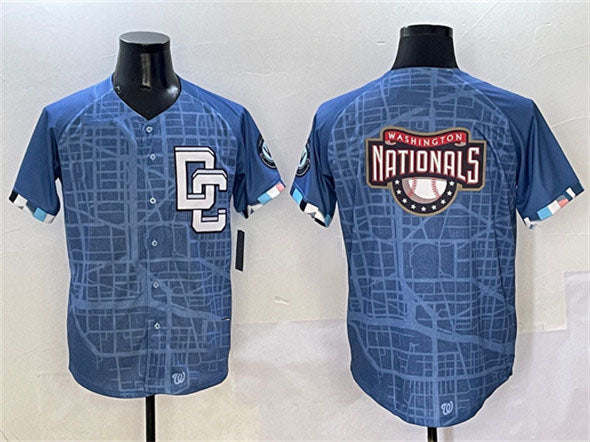 Washington Nationals Team Big Logo Blue 2025 City Connect Limited Stitched Baseball Jersey