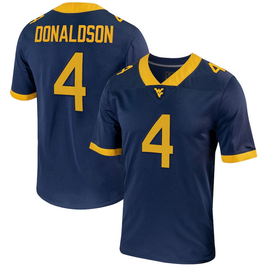 W.Virginia Mountaineers #4 CJ Donaldson NIL Football Game Jersey ¨C Navy American College Jerseys