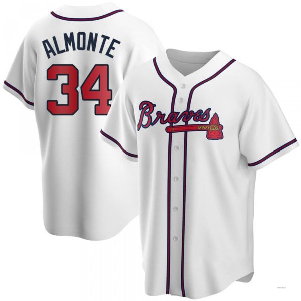 Atlanta Braves #34 AbStockaaam Almonte  White Home Jersey Stitches Baseball Jerseys