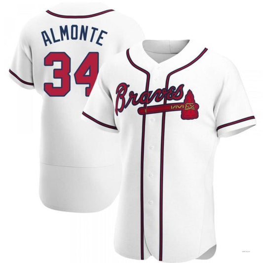Atlanta Braves #34 AbStockaaam Almonte White Home Jersey Stitches Baseball Jerseys