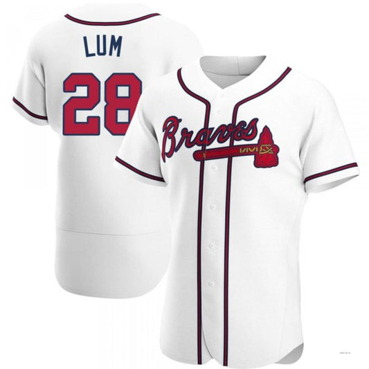 Atlanta Braves #28 Mike Lum White Home Jersey Stitches Baseball Jerseys