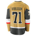 V.Golden Knights #71 William Karlsson Supporters Branded 2020-21 Home Premier Breakaway Player Jersey Gold Hockey Jerseys