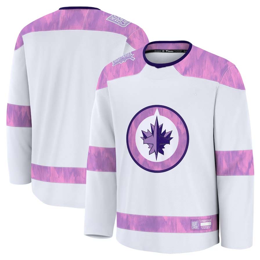 W.Jets Supporters 2024 Hockey Fights Cancer Practice Jersey - White Stitched American Hockey Jerseys