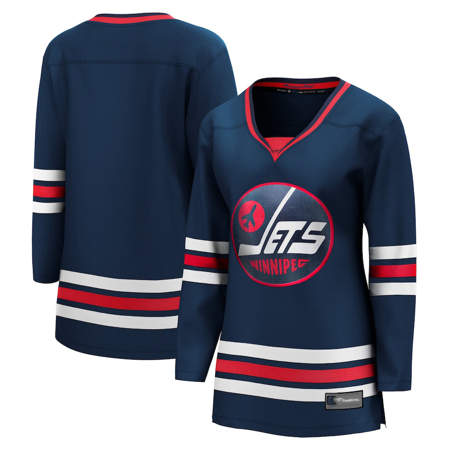 W.Jets Supporters Branded 2021-22 Alternate Premier Breakaway Player Jersey Navy Stitched American Hockey Jerseys