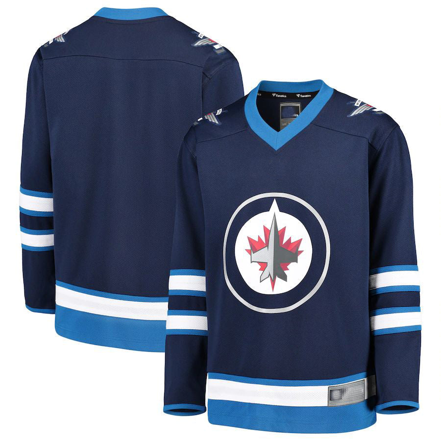 W.Jets Supporters Branded Home Replica Blank Jersey  Navy Stitched American Hockey Jerseys
