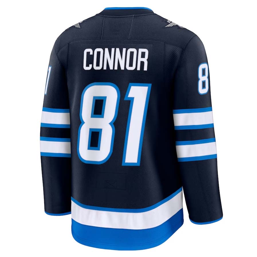 W.Jets #81 Kyle Connor Supporters Home Premium Jersey - Navy Stitched American Hockey Jerseys