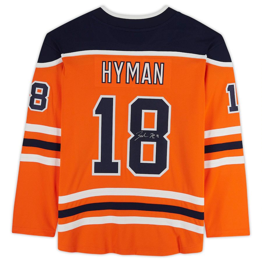 E.Oilers #18 Zach Hyman Supporters Authentic Autographed Supporters Breakaway Jersey Orange Stitched American Hockey Jerseys