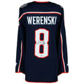 C.Blue Jackets #8 Zach Werenski Supporters Authentic Autographed Jersey Navy Stitched American Hockey Jerseys