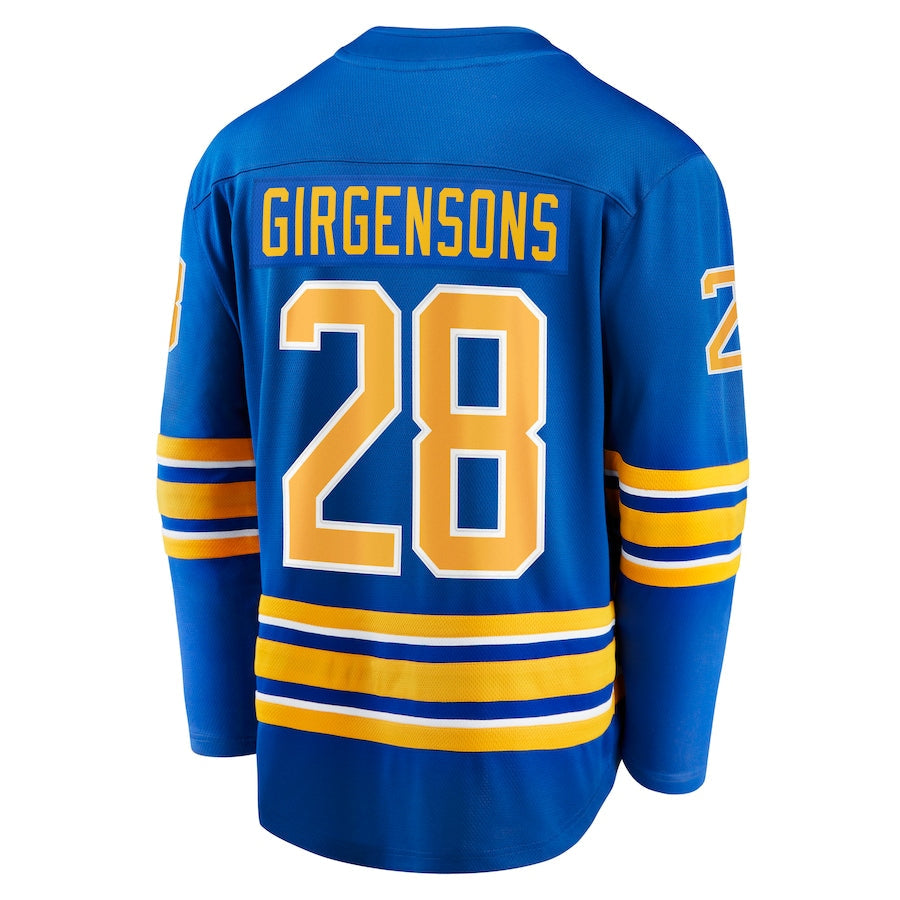 B.Sabres #28 Zemgus Girgensons Supporters Branded Home Breakaway Player Jersey Royal Stitched American Hockey Jerseys