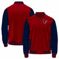 Custom H.Texans Red-Navy Bomber Full-Snap Varsity Letterman Jacket