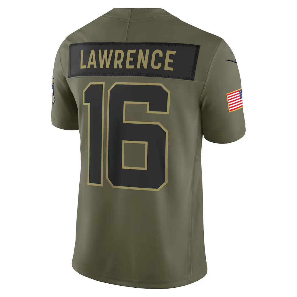J.Jaguars #16 Trevor Lawrence Olive 2025 Salute to Service Limited Jersey