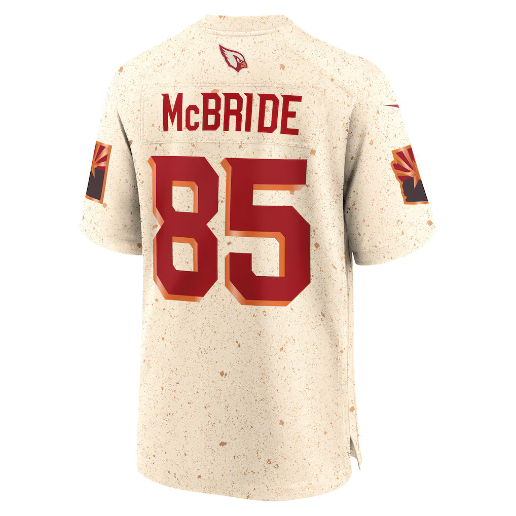 A.Cardinal #85 Trey McBride Natural 2025 Rivalries Collection Game Stitched American Football Jerseys
