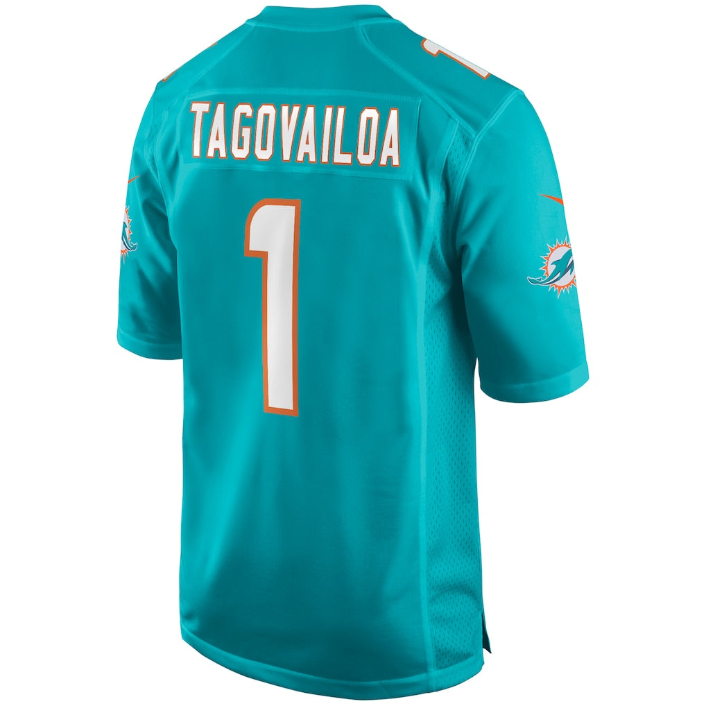 M.Dolphins #1 Tua Tagovailoa Aqua Game Jersey