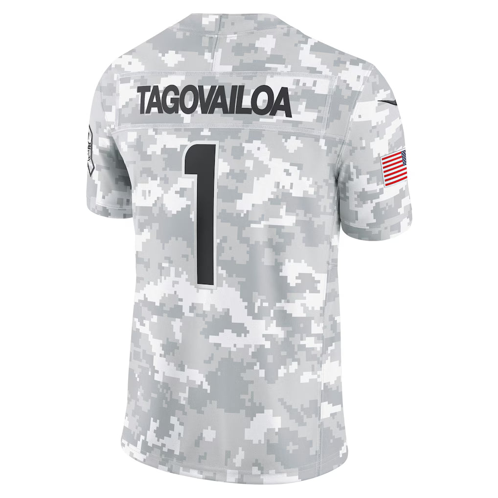 M.Dolphins #1 Tua Tagovailoa Arctic Camo 2024 Salute to Service Limited Jersey